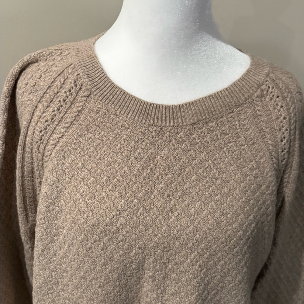 LOFT Textured Tan Crew Neck Sweater